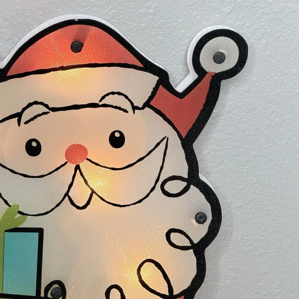 VTG Light Up Santa Hanging Window Wall Christmas Holiday Decor Plug In 16